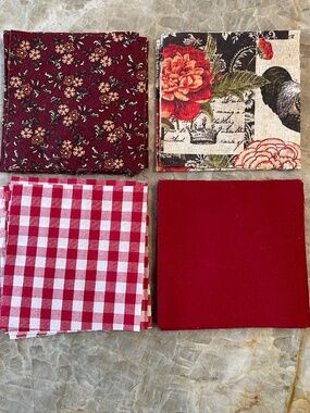 62 Precut 4" Quilt Squares Assorted Fabric Patchwork Craft Lot